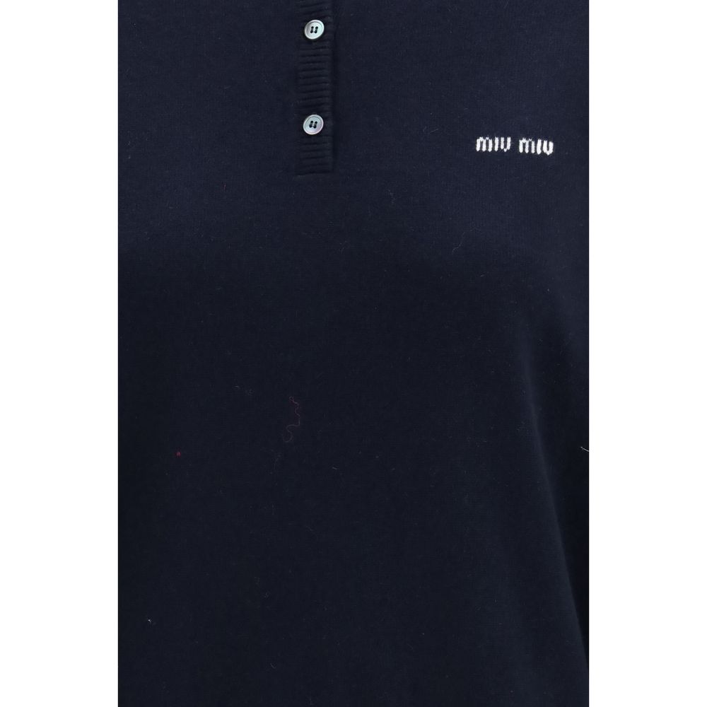 Miu Miu – Pull serafino en cachemire avec logo intarsia