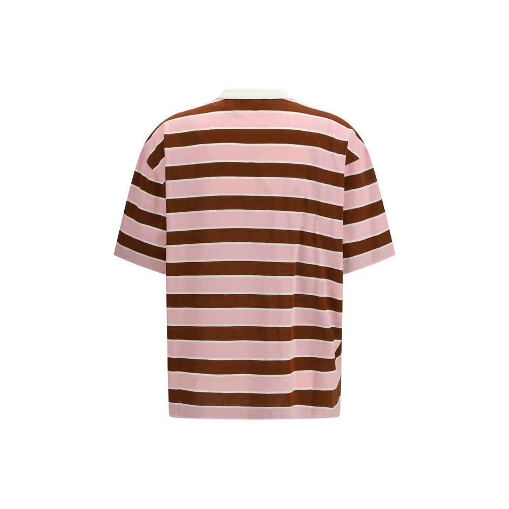 Prada – T-shirt rayé en filo di Scozia avec poche logo