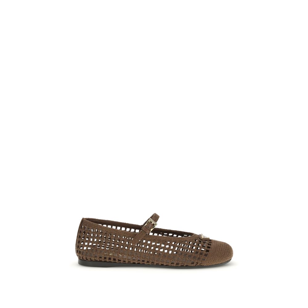 Prada – Ballerines en crochet avec logo triangle