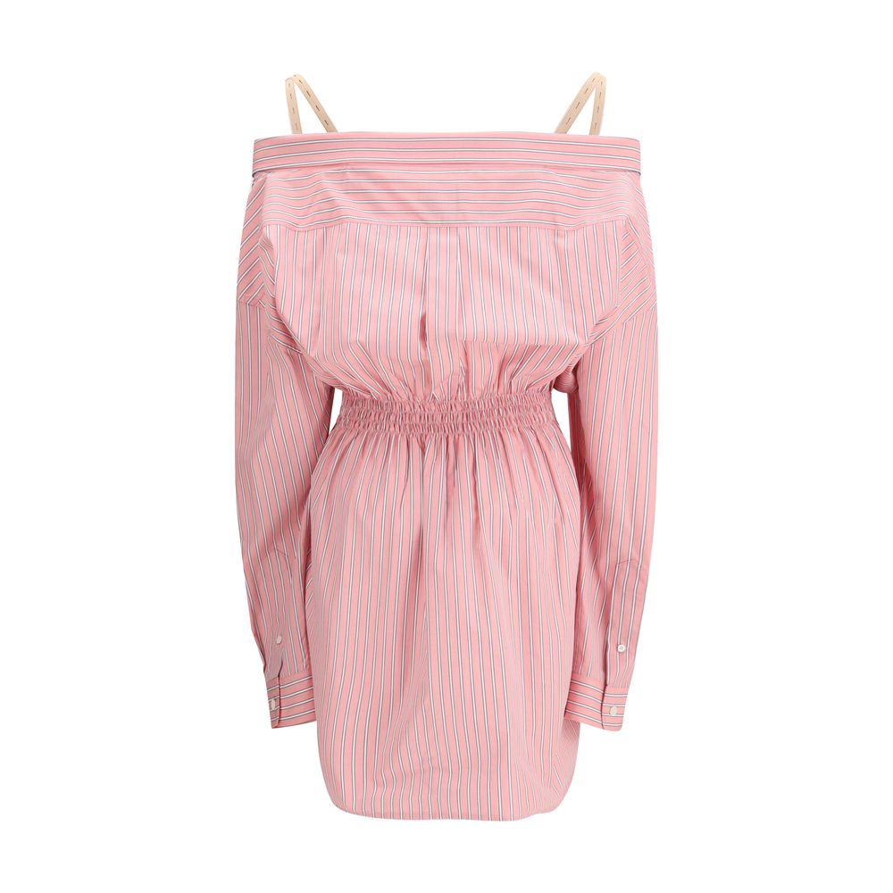 Miu Miu — Robe courte multicolore en coton à rayures