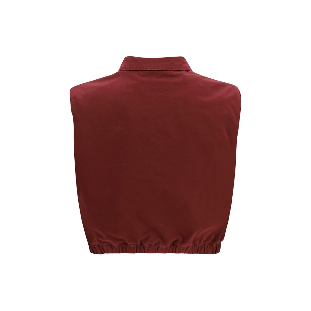 Miu Miu – Vest cropped en coton avec logo brodé