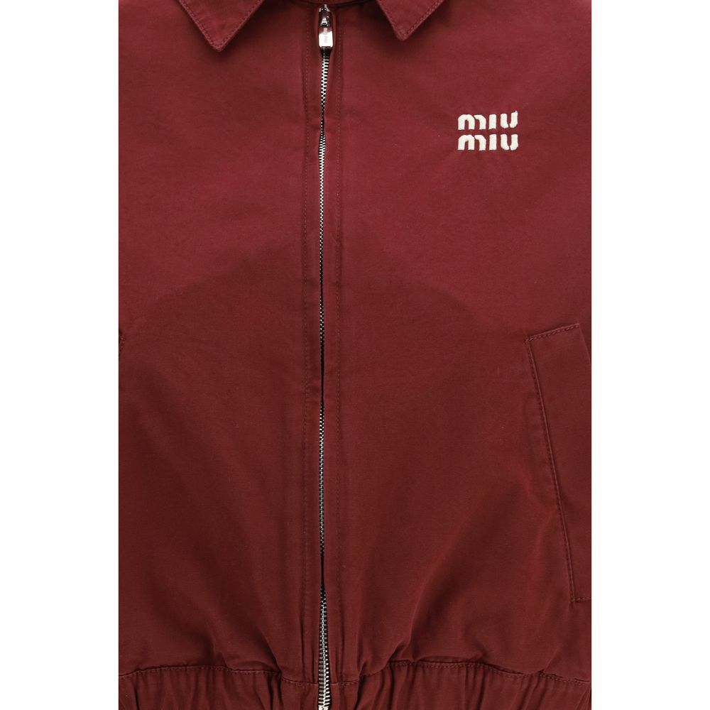 Miu Miu – Vest cropped en coton avec logo brodé