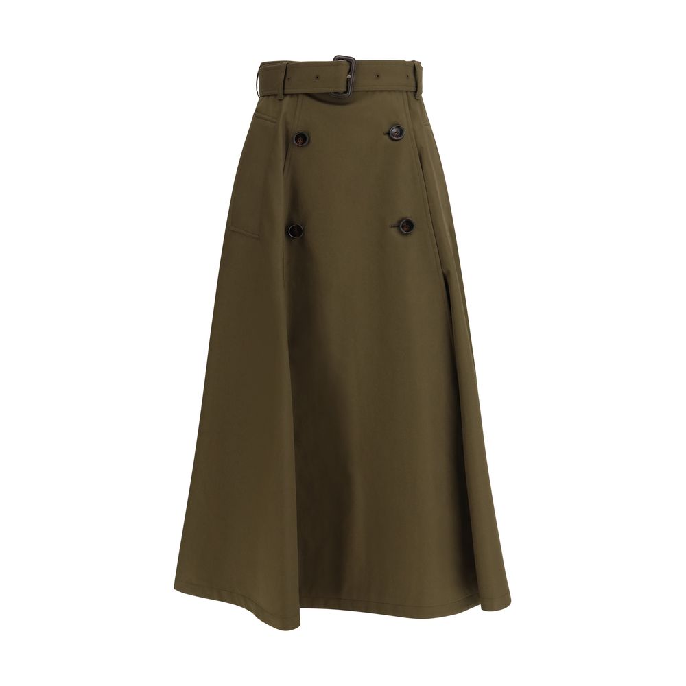 Burberry — Jupe midi trench bicolore en gabardine de coton