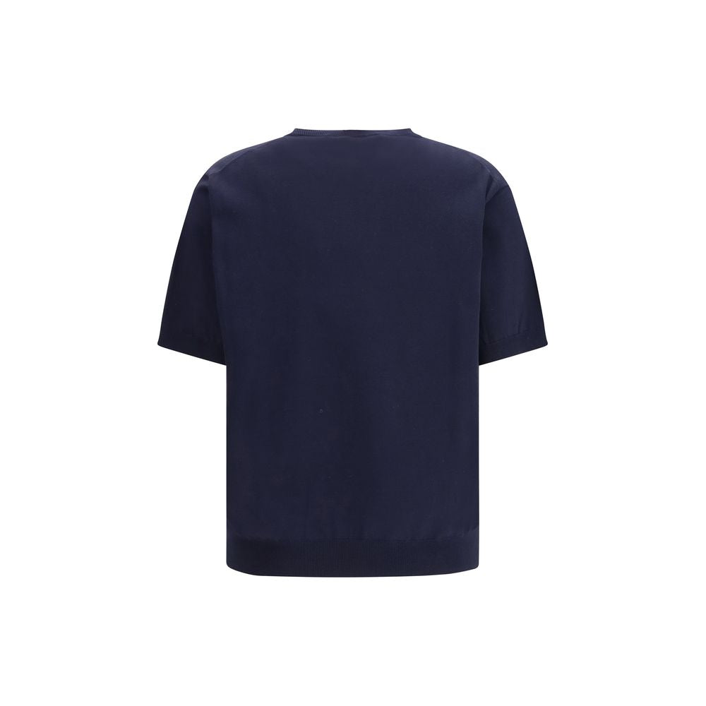 Prada — Sweatshirt en soie bleu avec logo brodé contrasté