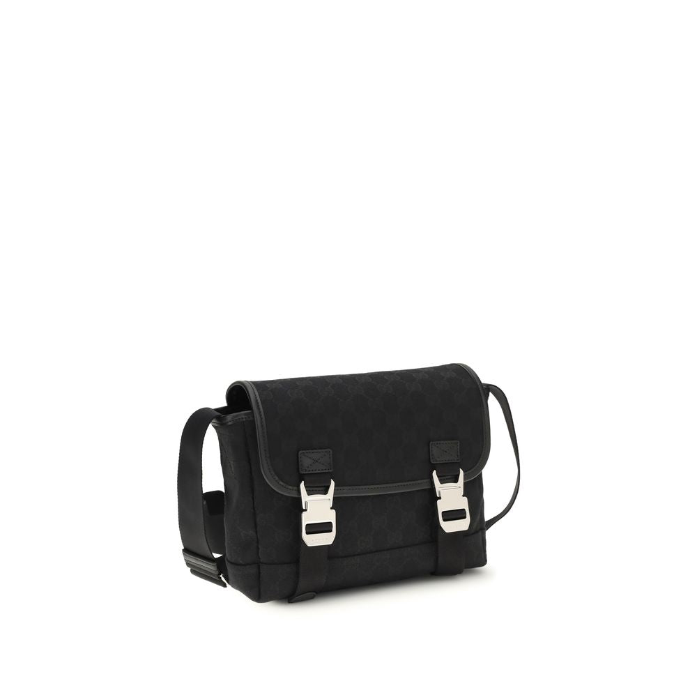 Gucci — Sac crossbody noir GG en toile avec finitions cuir