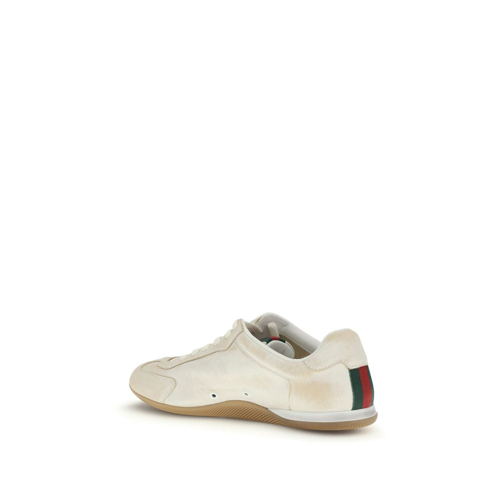 Gucci — Sneakers Shift en cuir blanc avec détail Web et semelle bicolore