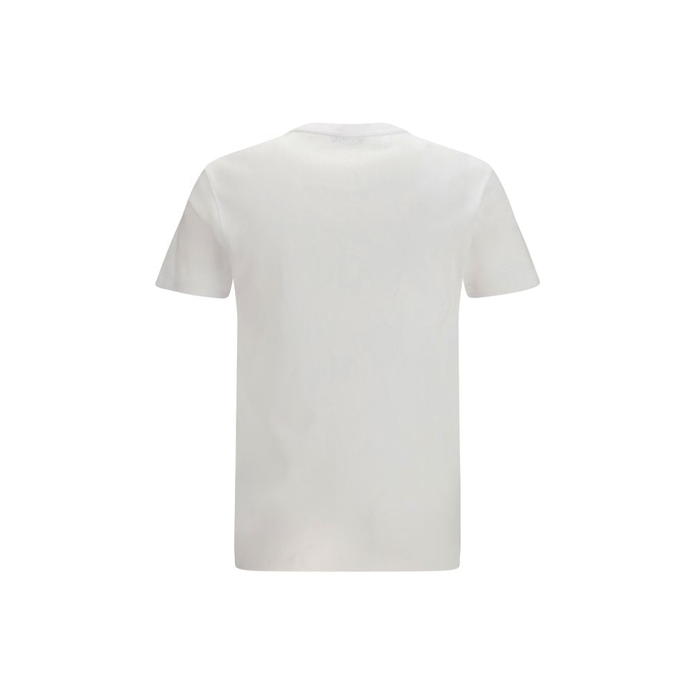 Tom Ford — T-shirt blanc perforé en coton avec col contrastant