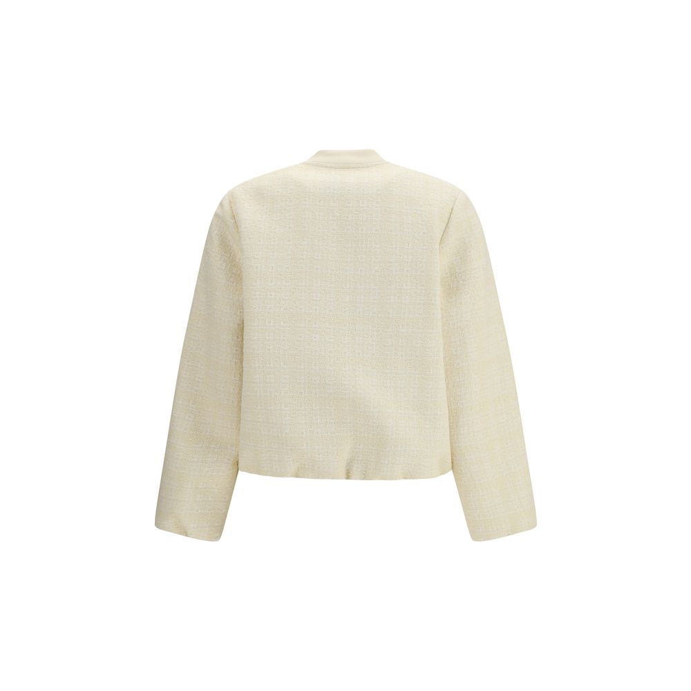 Gucci — Bomber beige en coton tweed brodé motif check