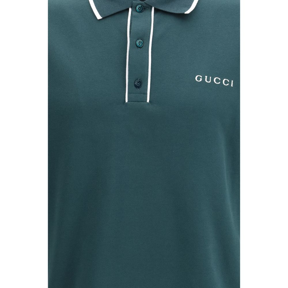 Gucci — Polo bicolore en coton avec monogramme iconique