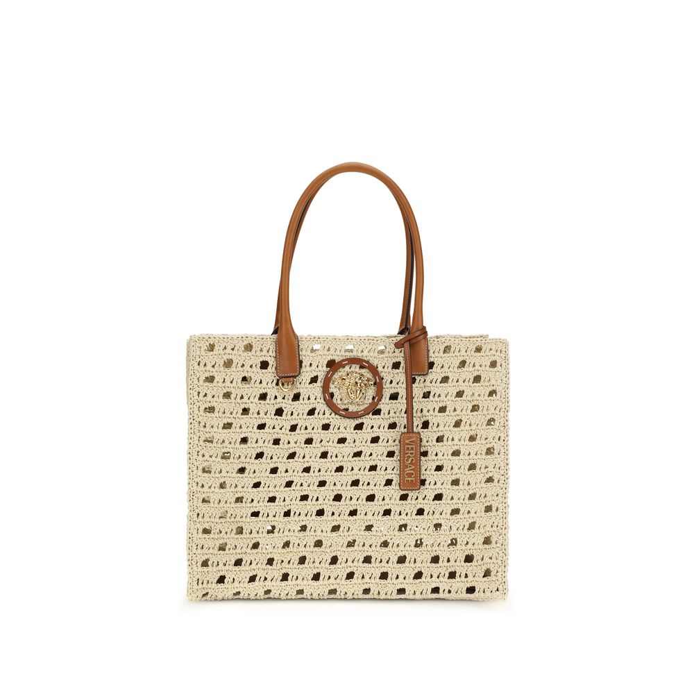 Versace — Tote bag beige en coton