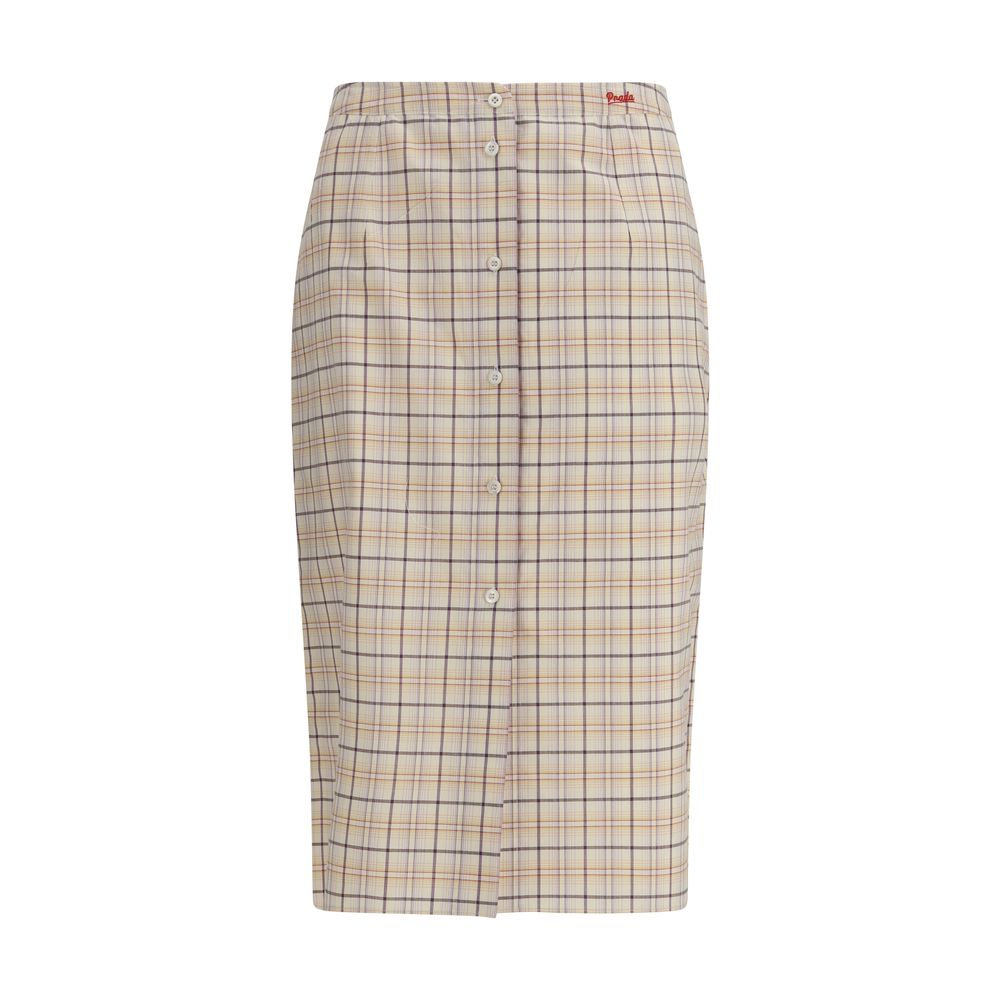 Prada – Jupe crayon en popeline de coton à carreaux