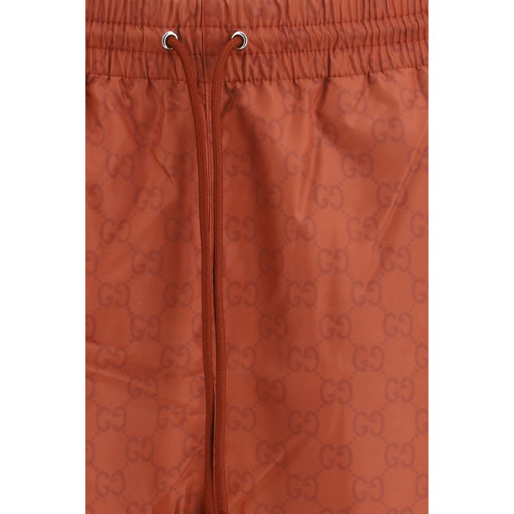 Gucci — Short de bain orange en nylon imprimé