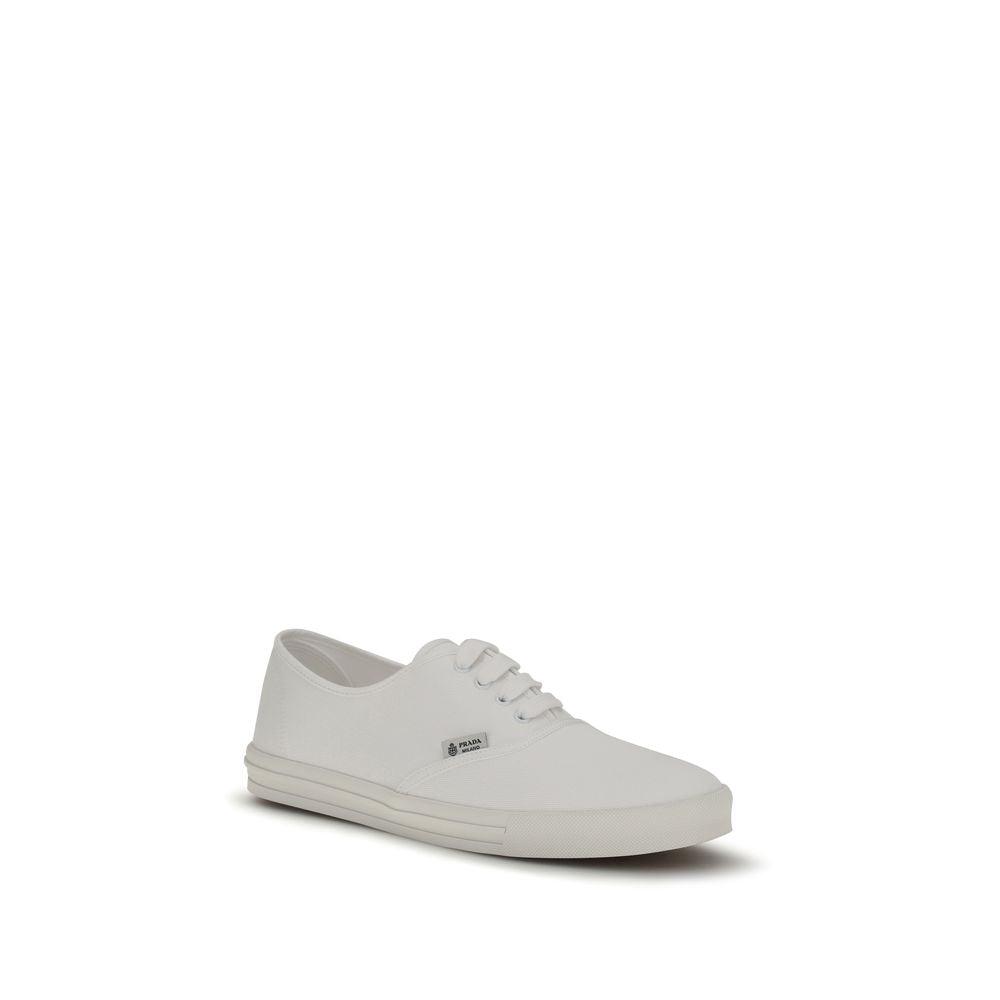 Prada — Sneakers basses en drill de coton blanc