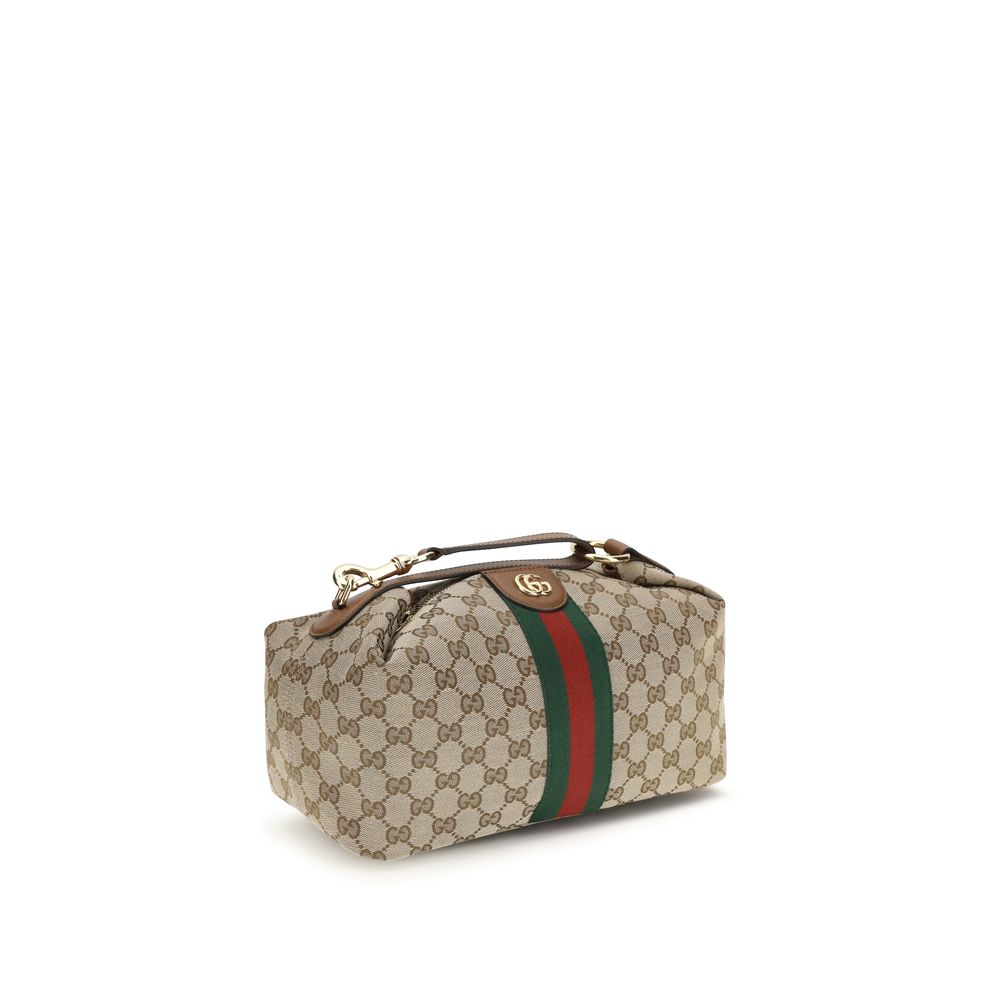 Gucci — Sac Vanity Top moyen en toile GG beige & marron
