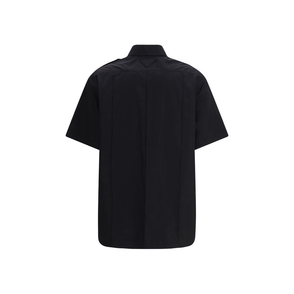 Prada — Chemise manches courtes en popeline noire (Oversize)