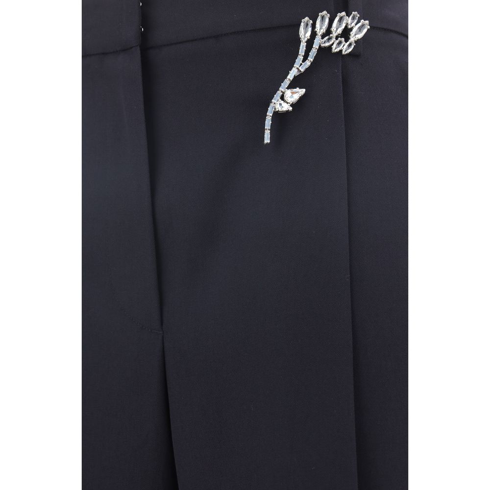 Prada – Pantalon en laine avec broche bijou