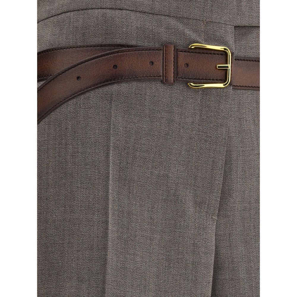 Prada – Pantalon droit en laine avec ceinture intégrée