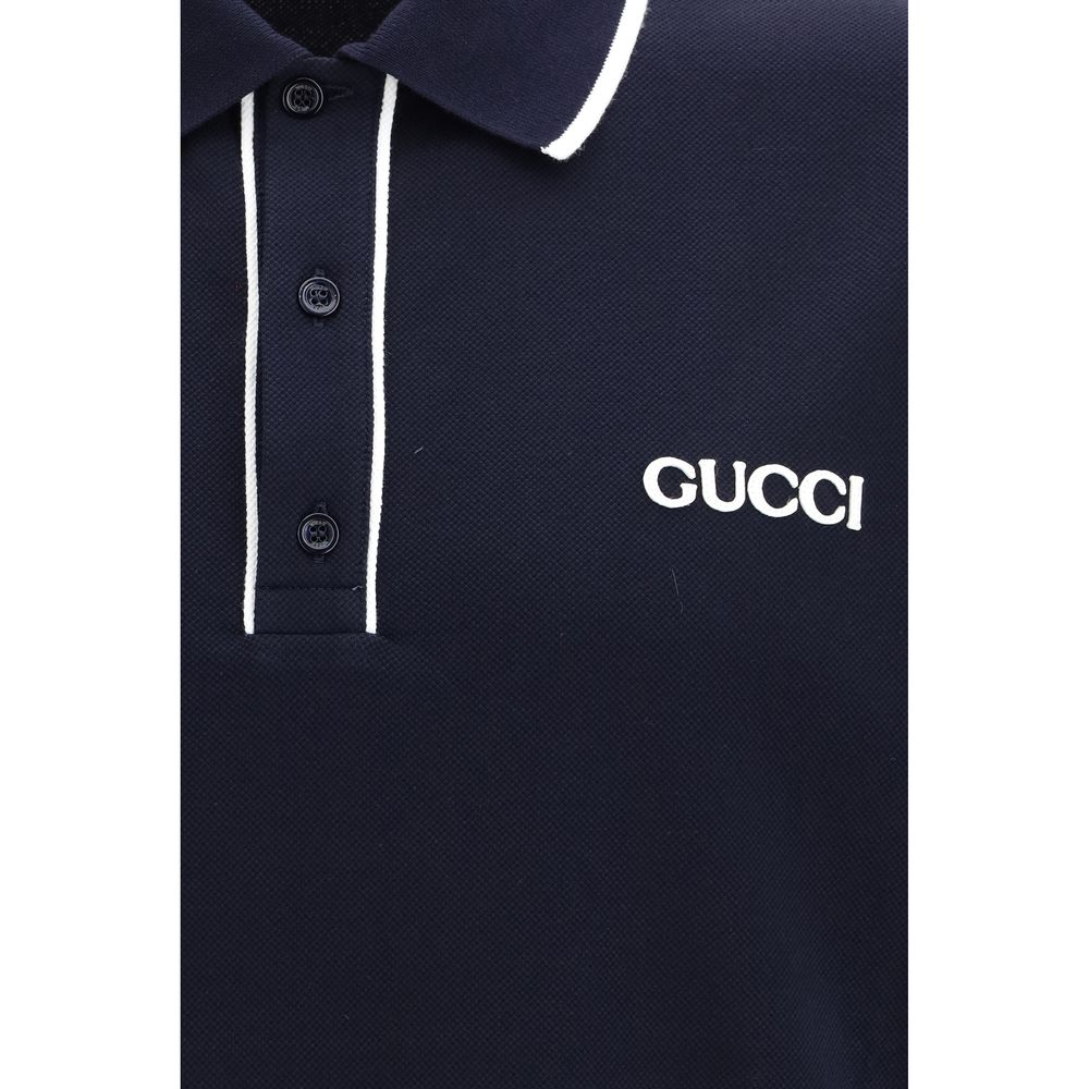 Gucci – Polo en piqué de coton stretch avec logo brodé