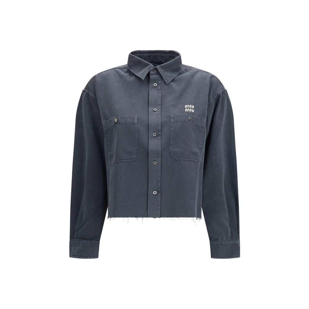 Miu Miu – Chemise en coton avec poche logo