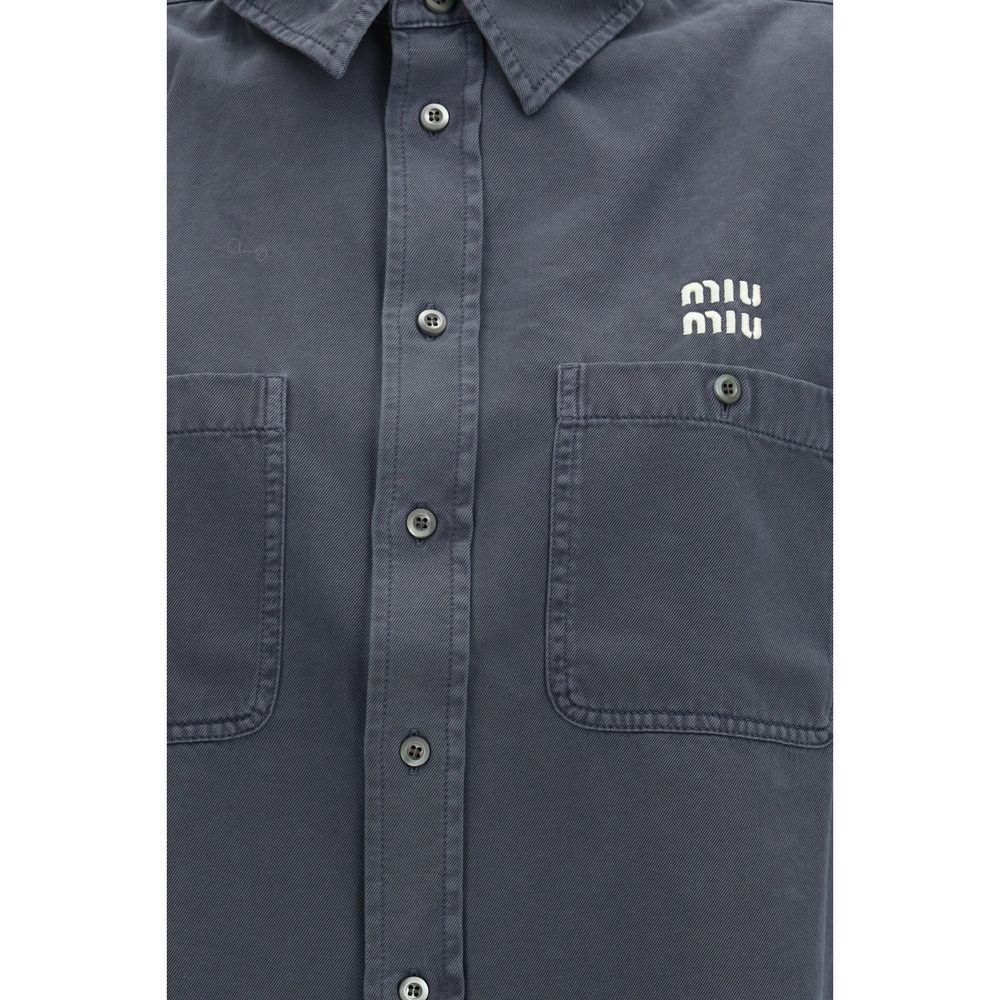 Miu Miu – Chemise en coton avec poche logo