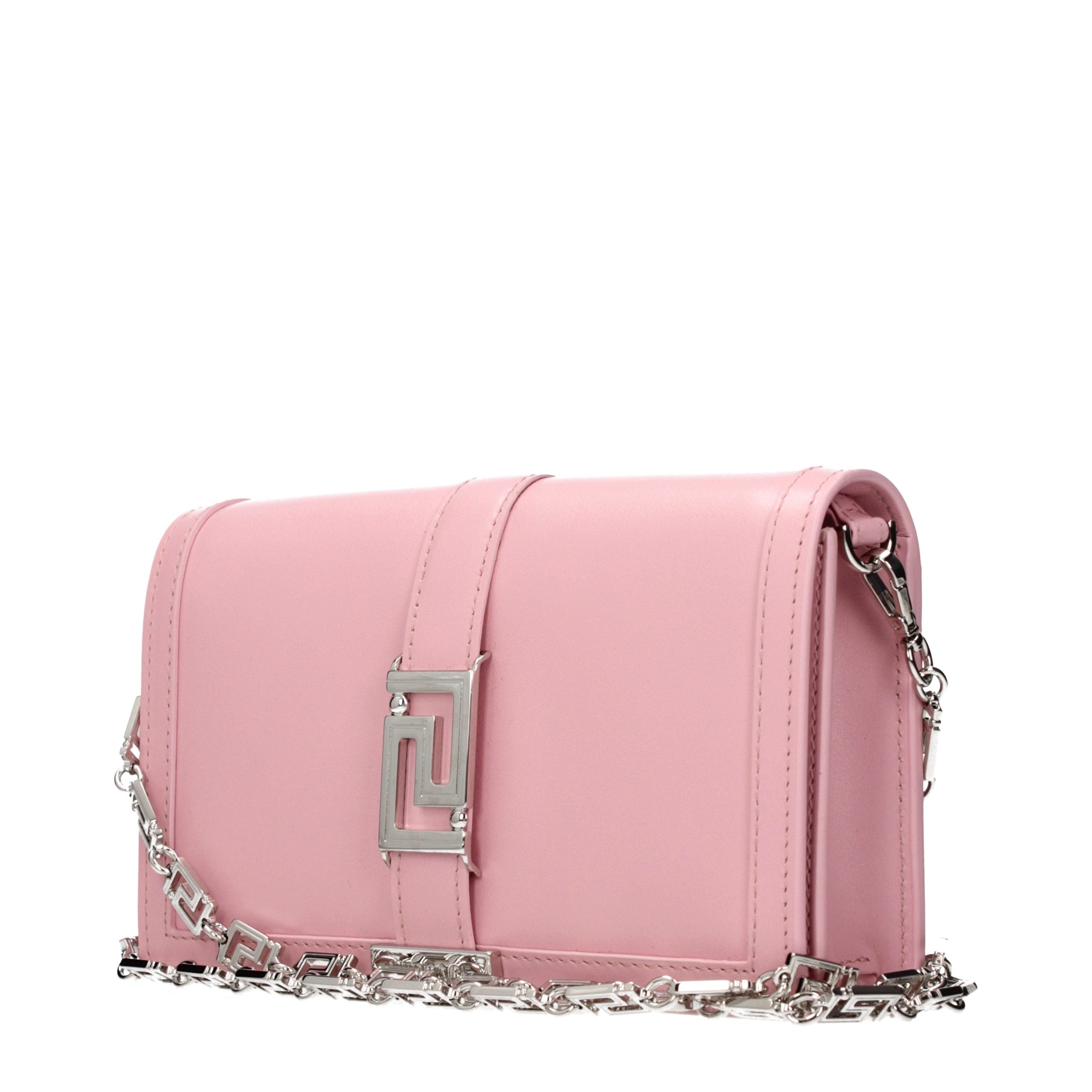 Versace – Sac porté épaule en cuir rose avec logo signature