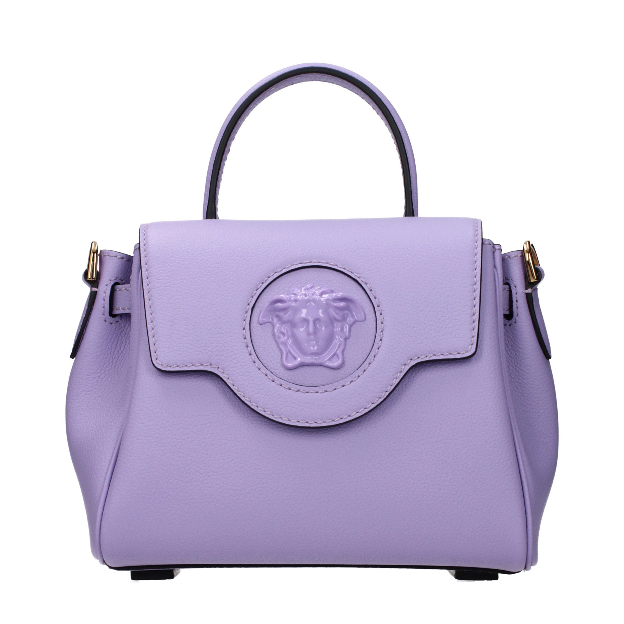 Versace – Sac à main en cuir rose avec détails signature
