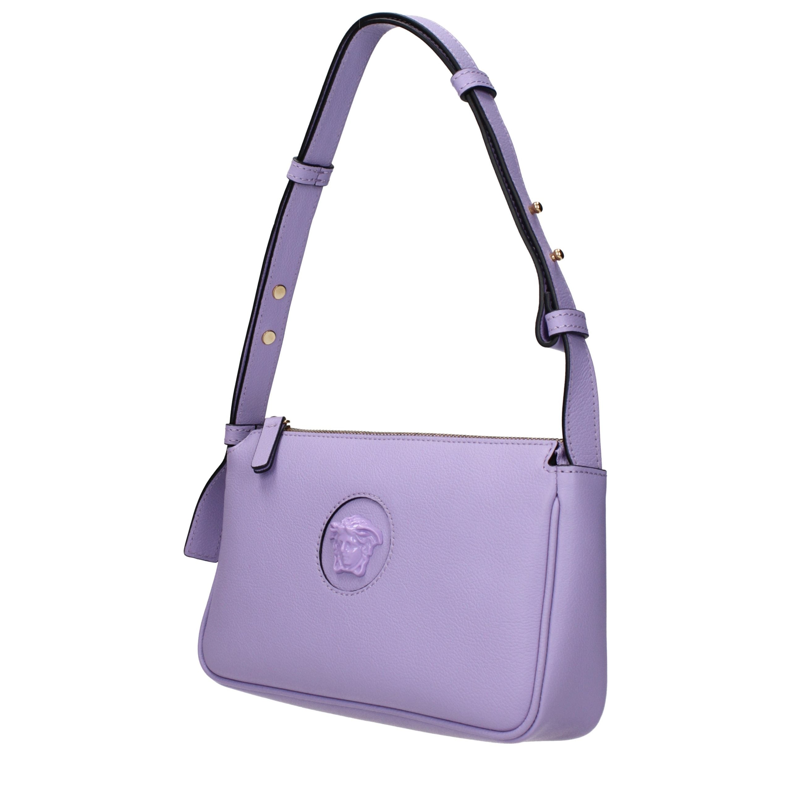 Versace – Sac porté épaule en cuir violet avec détails signature