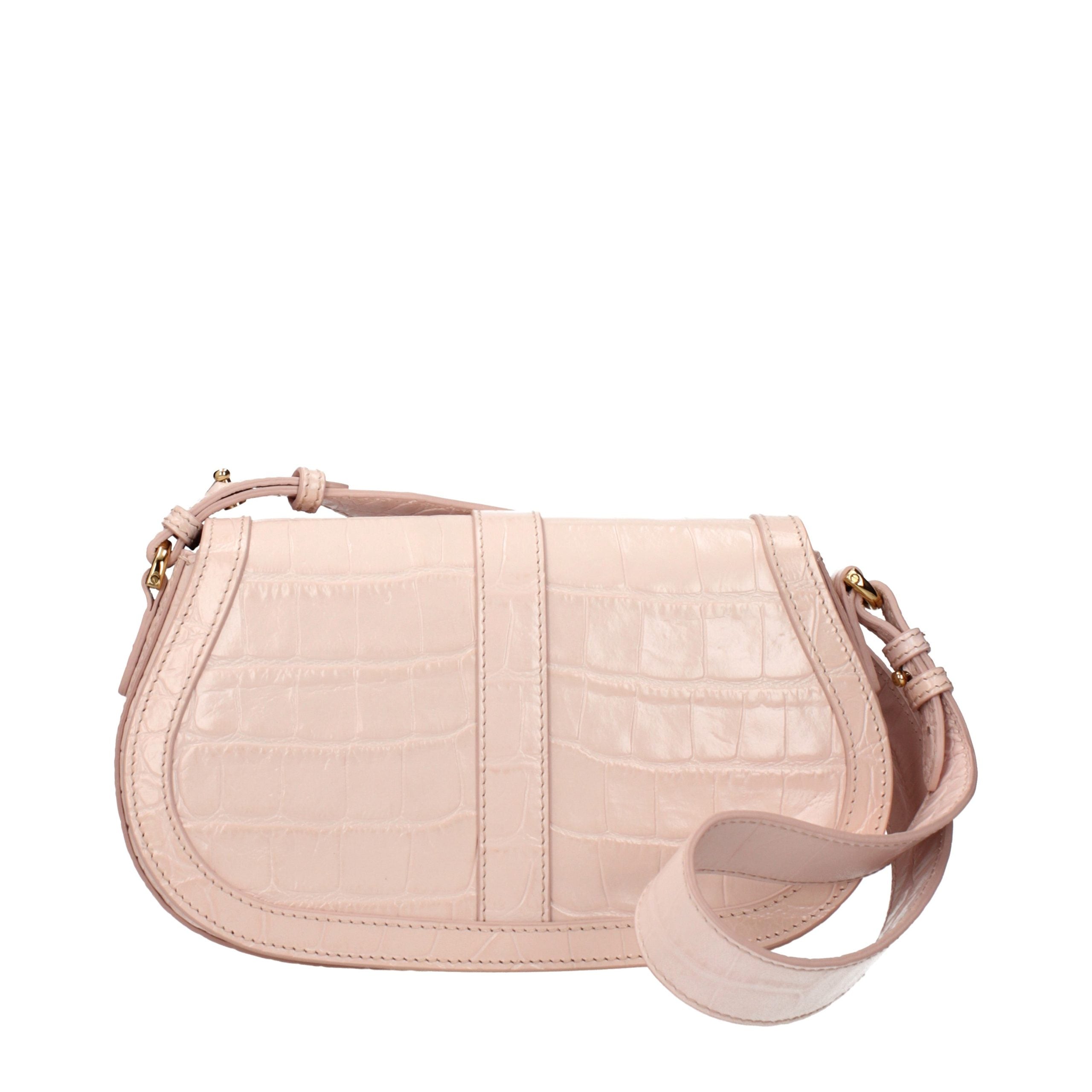 Versace – Sac porté épaule en cuir rose avec logo signature