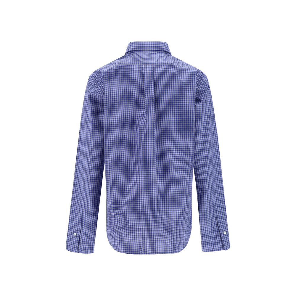 Miu Miu — Chemise en coton bleu à motif géométrique et monogramme brodé