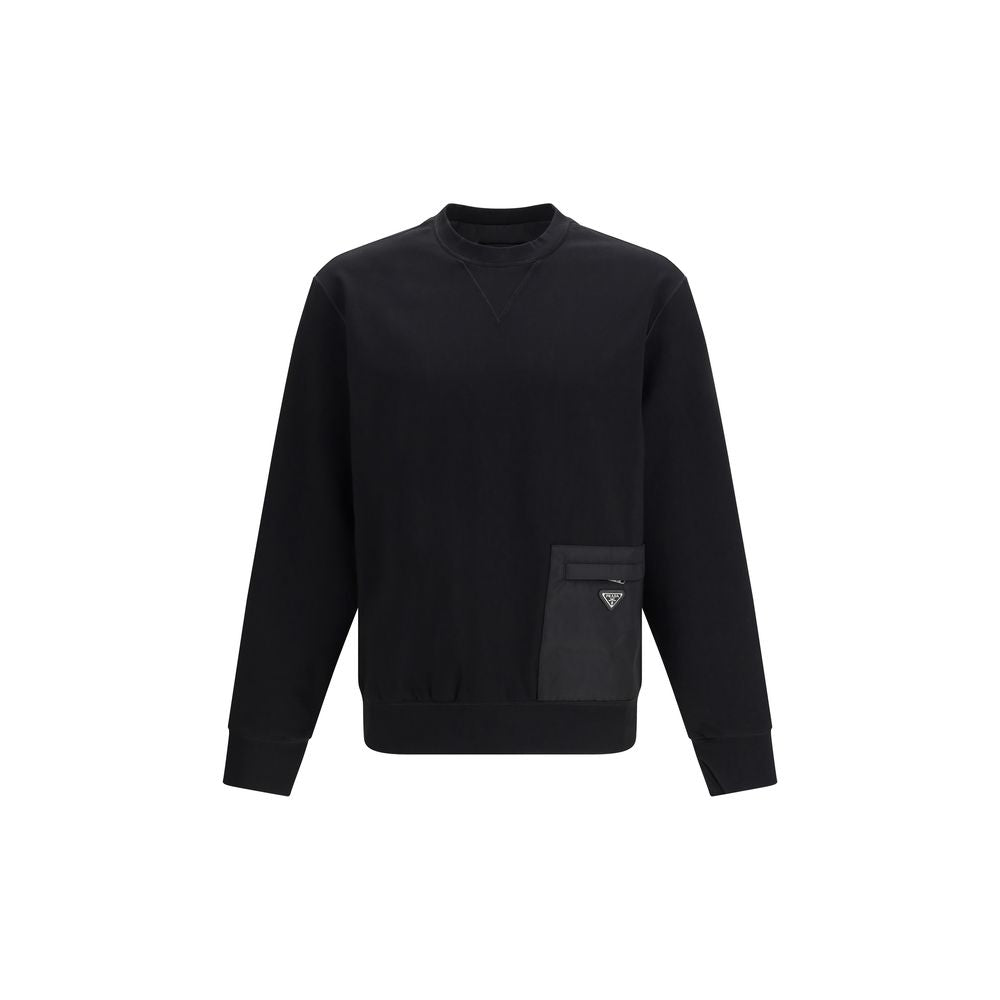 Prada – Sweatshirt en jersey stretch avec poche Re-Nylon