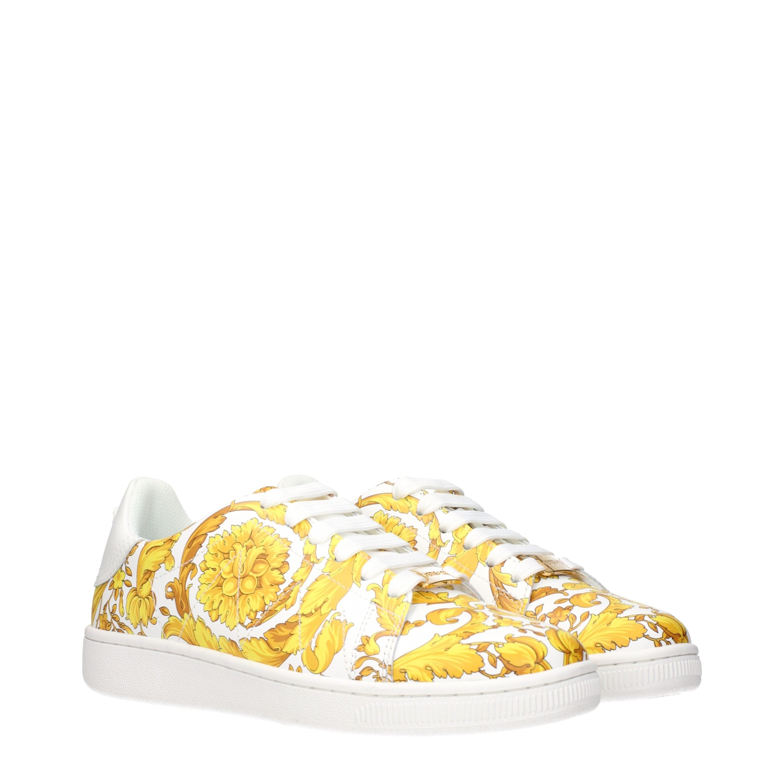 Versace – Sneakers en cuir blanc avec détails signature