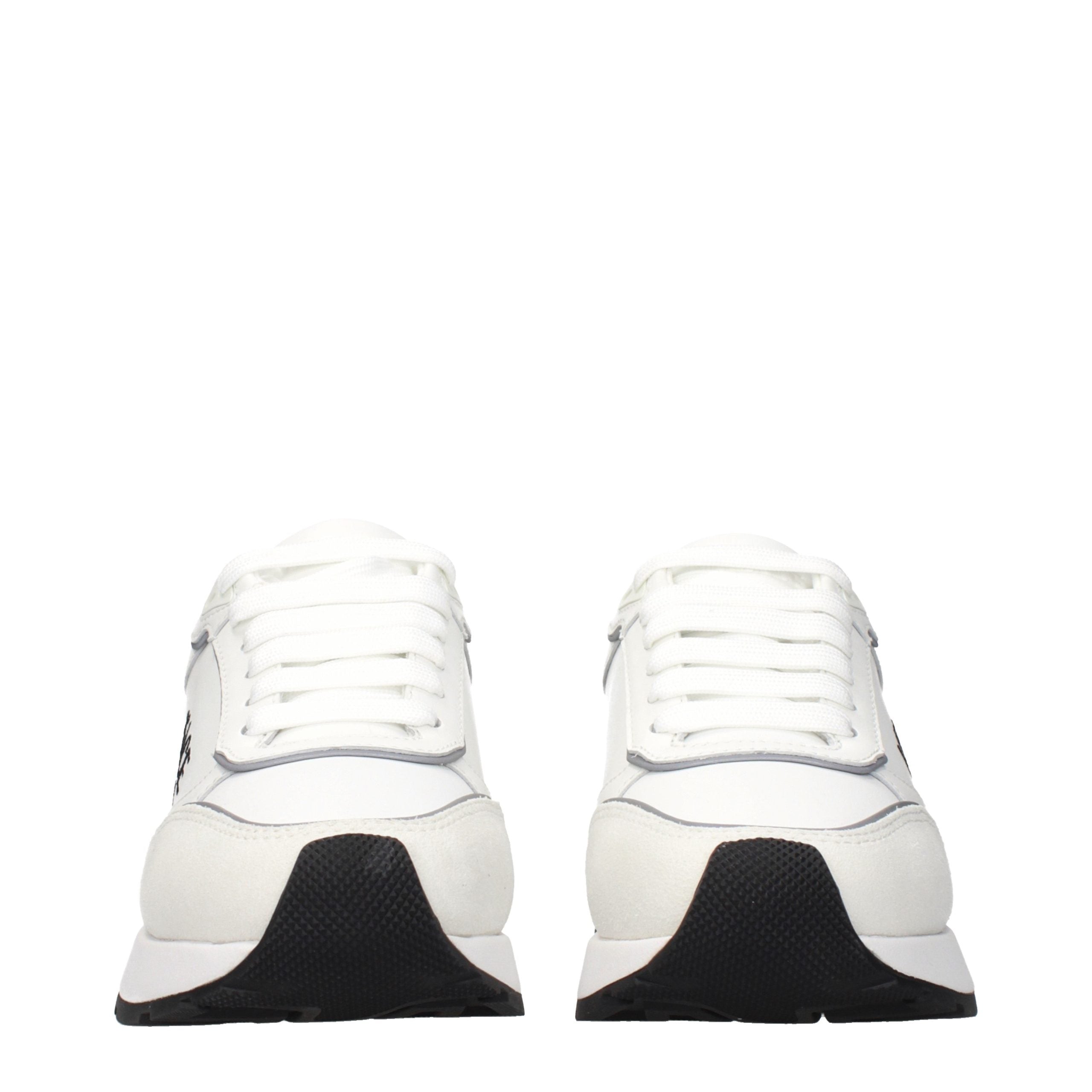 Versace – Sneakers en cuir blanc avec logos signature