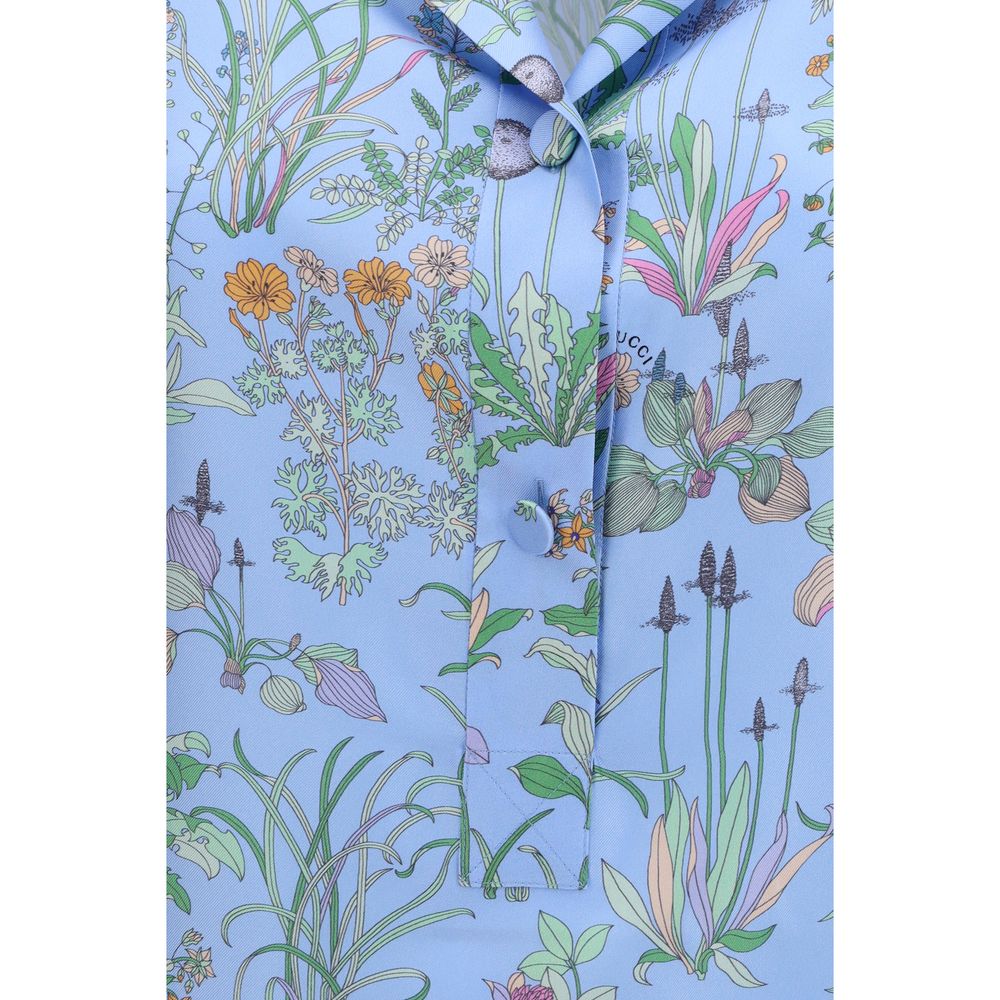 Gucci – Chemise en twill de soie imprimé floral