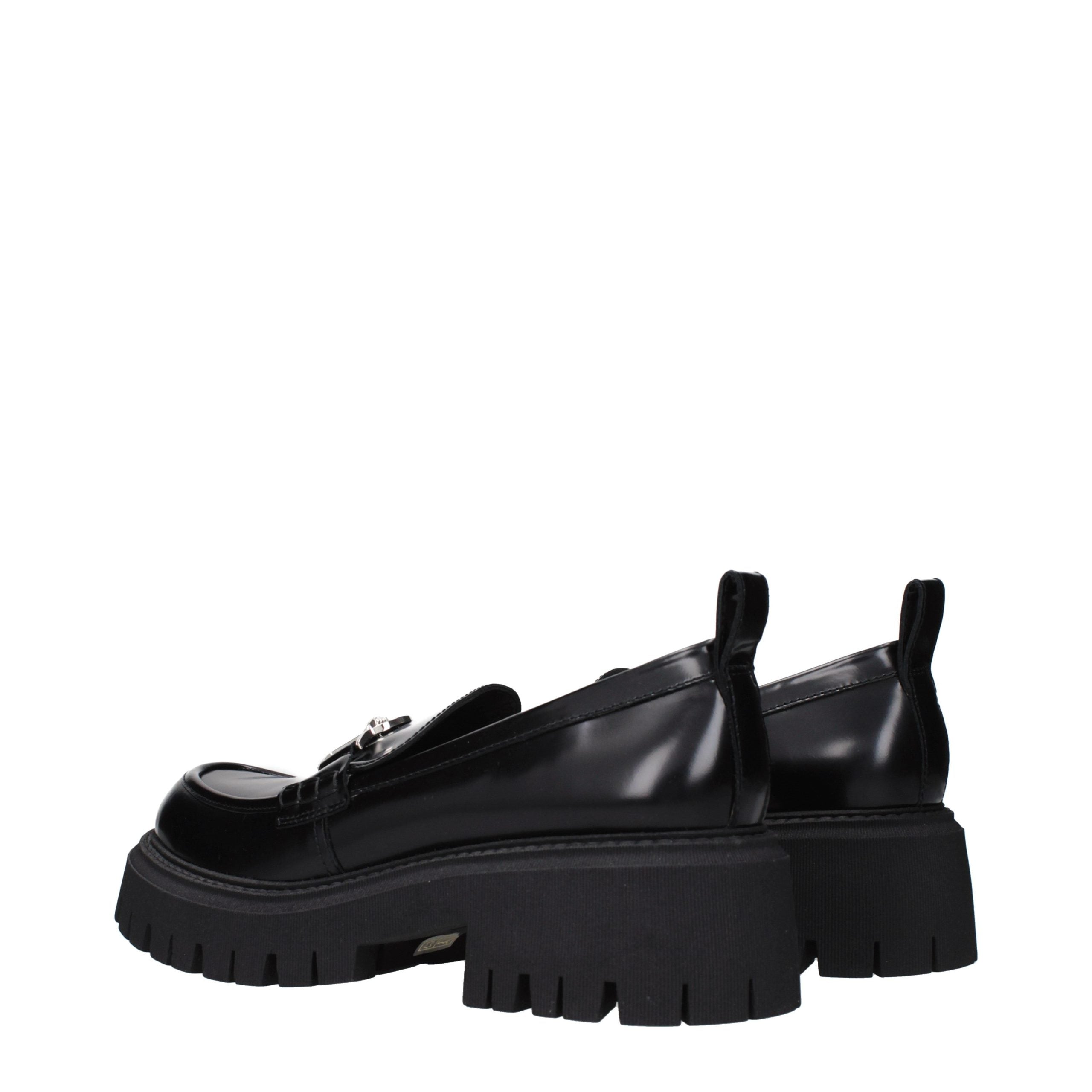 Versace – Loafers en cuir noir avec détail frontal