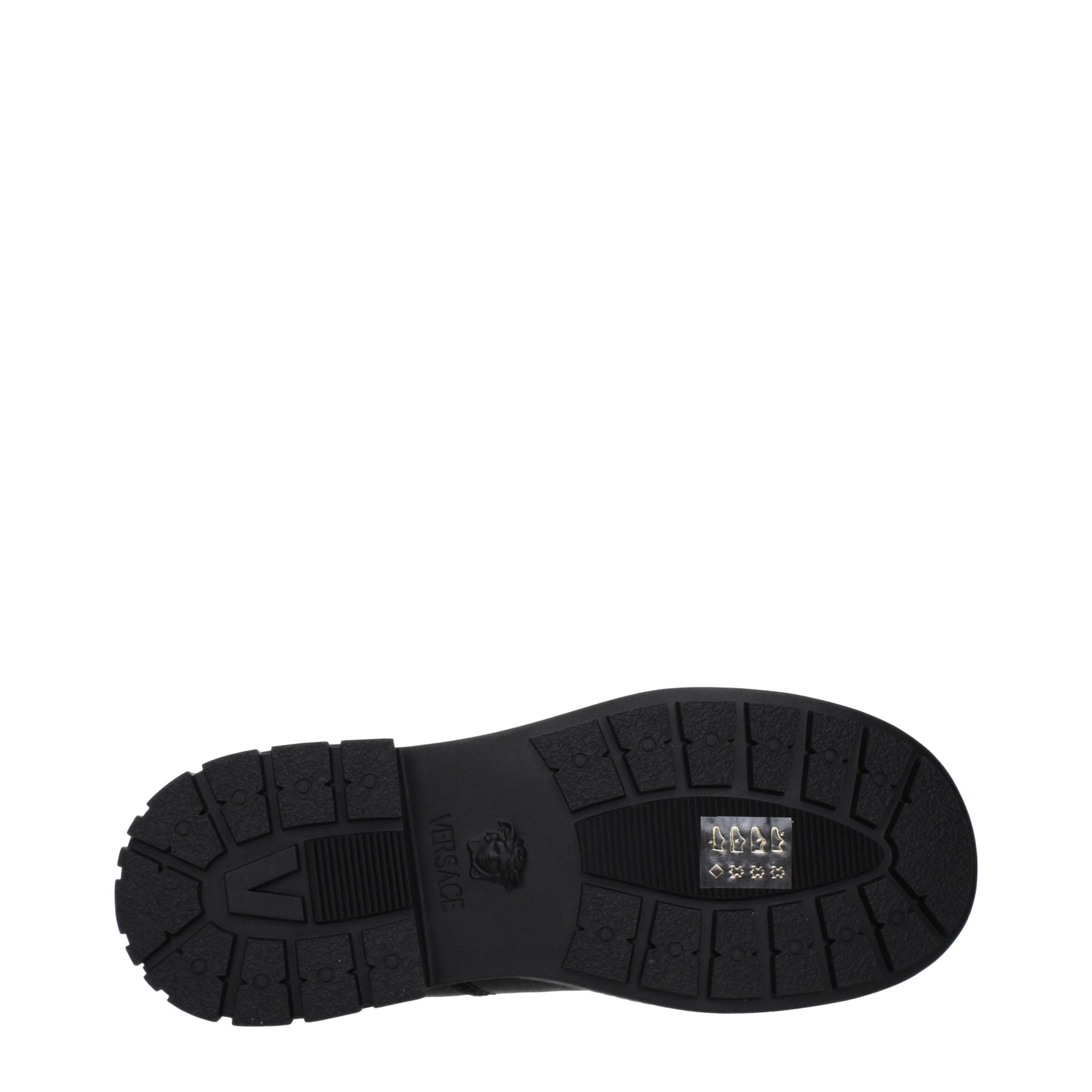 Versace – Bottines en cuir noir avec détails logo