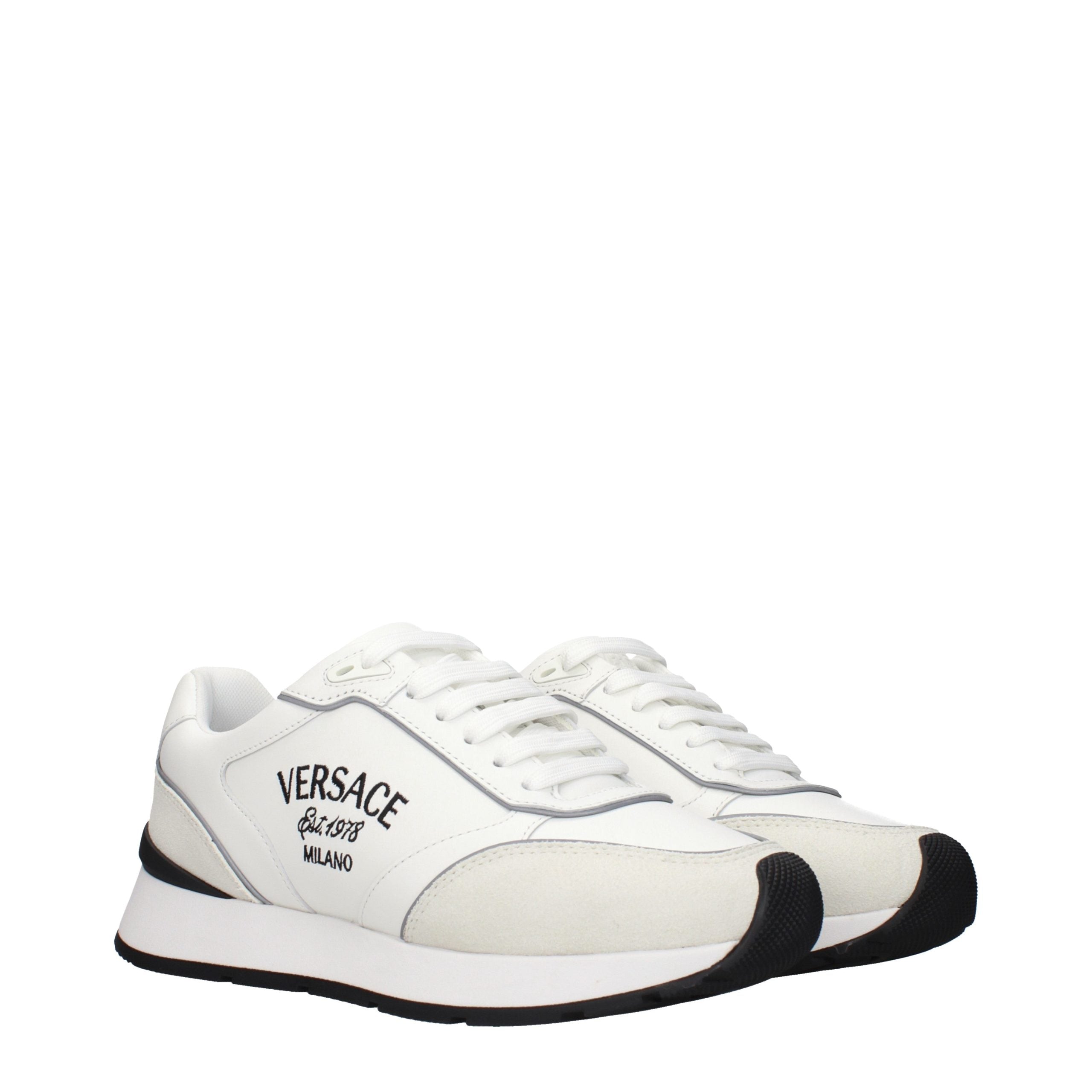 Versace – Sneakers en cuir noir avec logos signature