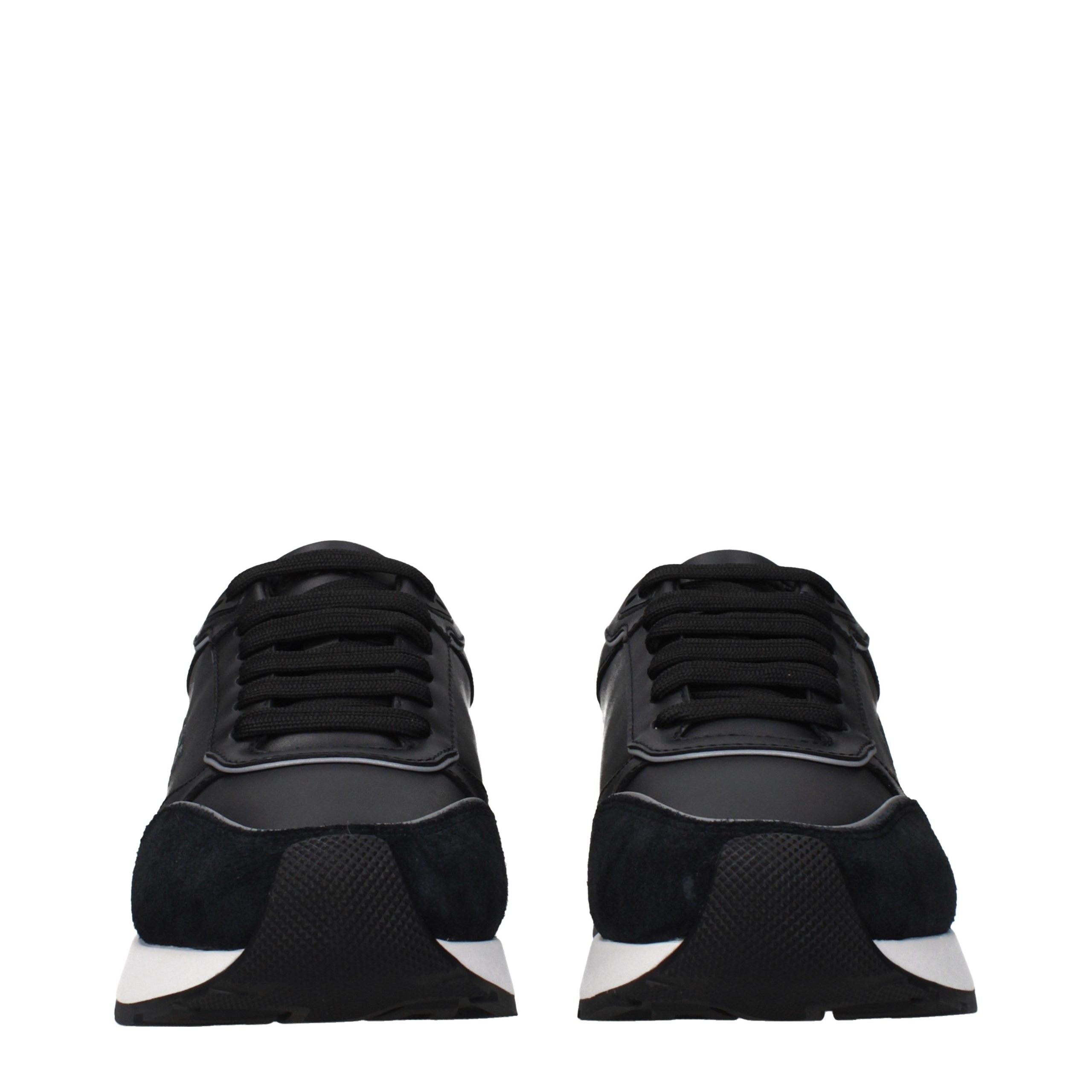 Versace – Sneakers en cuir noir avec logos signature