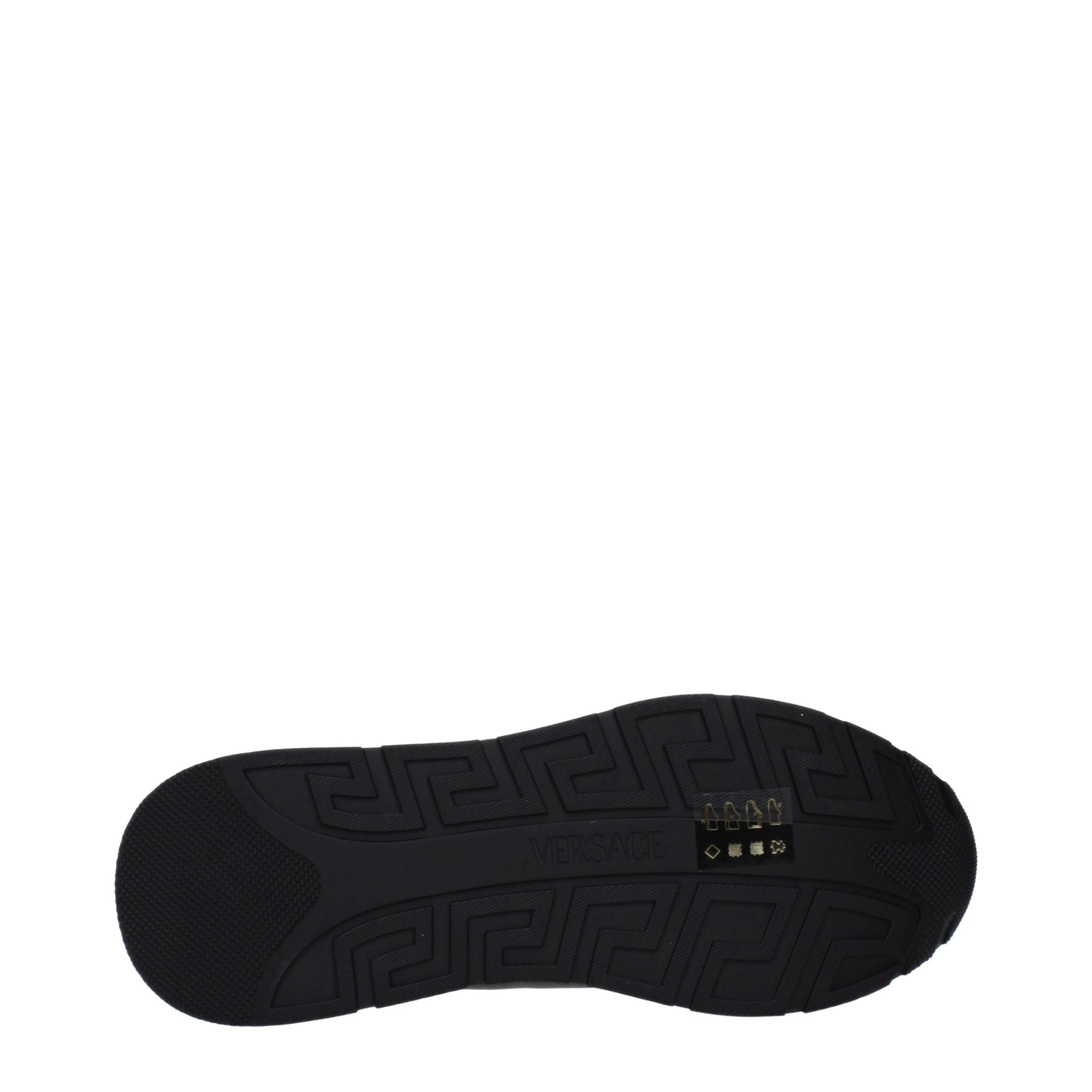 Versace – Sneakers en cuir noir avec logos signature