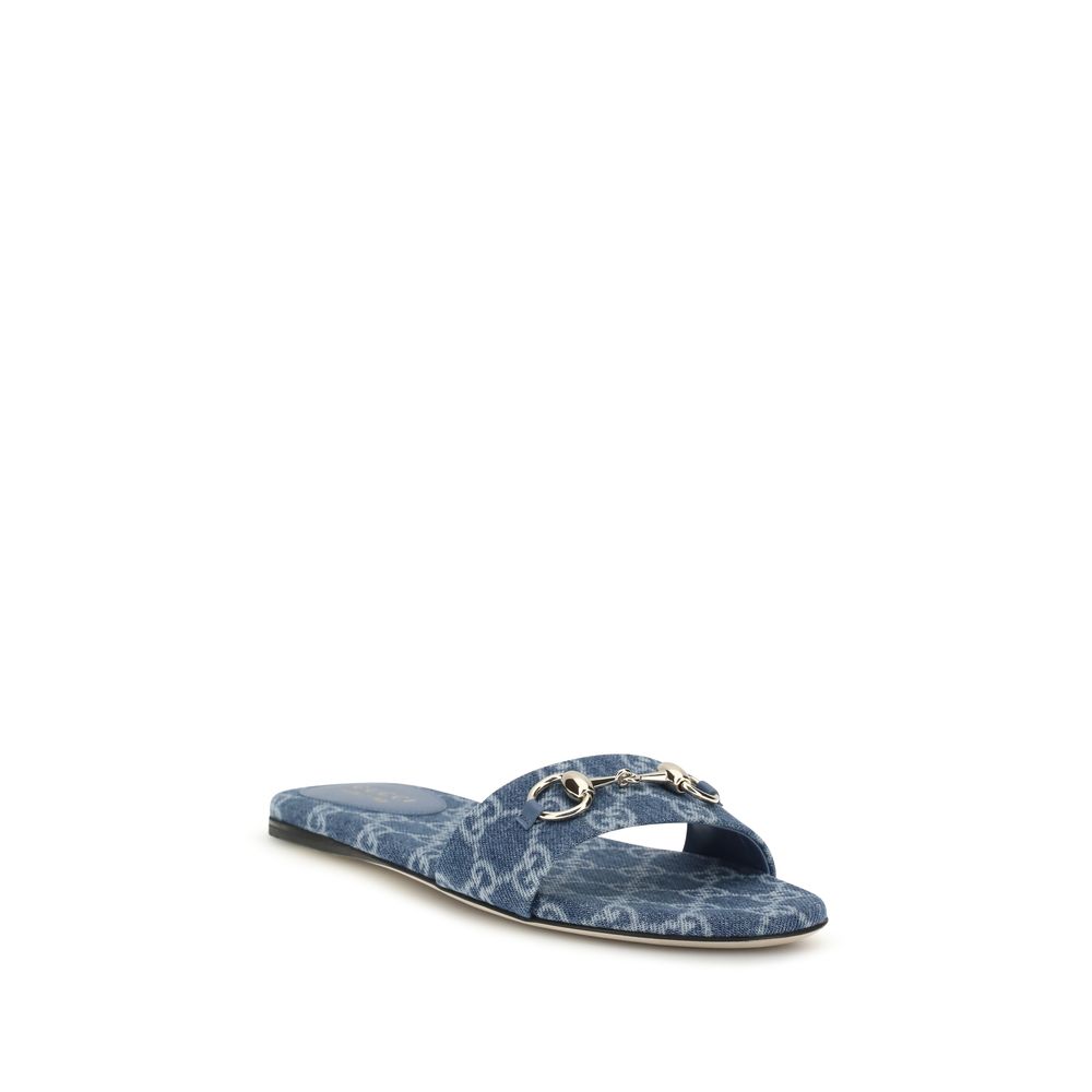 Gucci – Sandales slider en denim GG