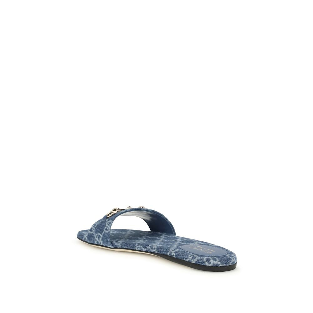 Gucci – Sandales slider en denim GG