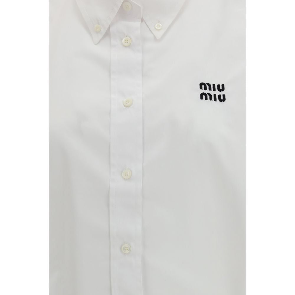 Miu Miu – Chemise cropped en popeline de coton