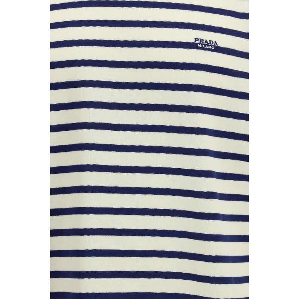 Prada – Pull manches courtes en coton à rayures