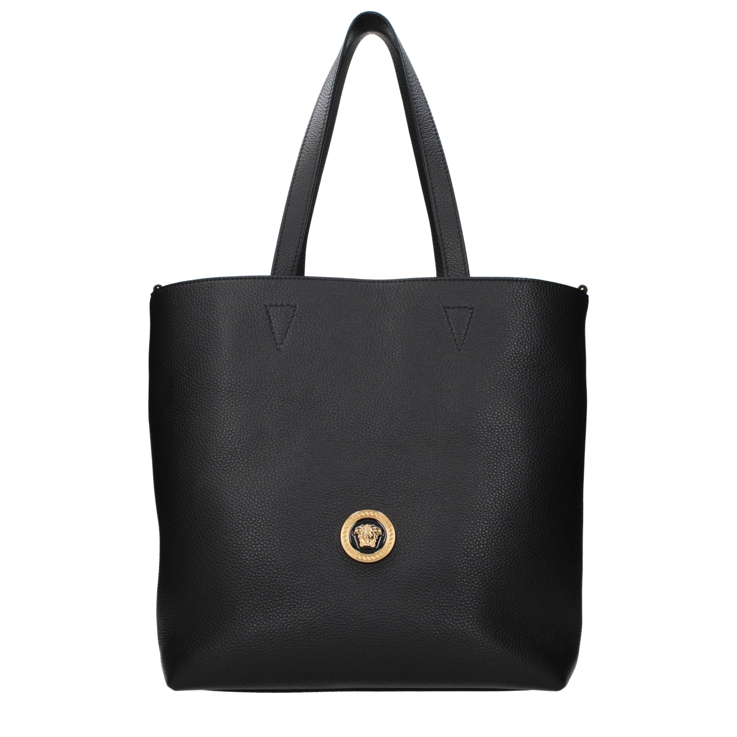 Versace – Sac porté épaule en cuir noir avec pochette intérieure