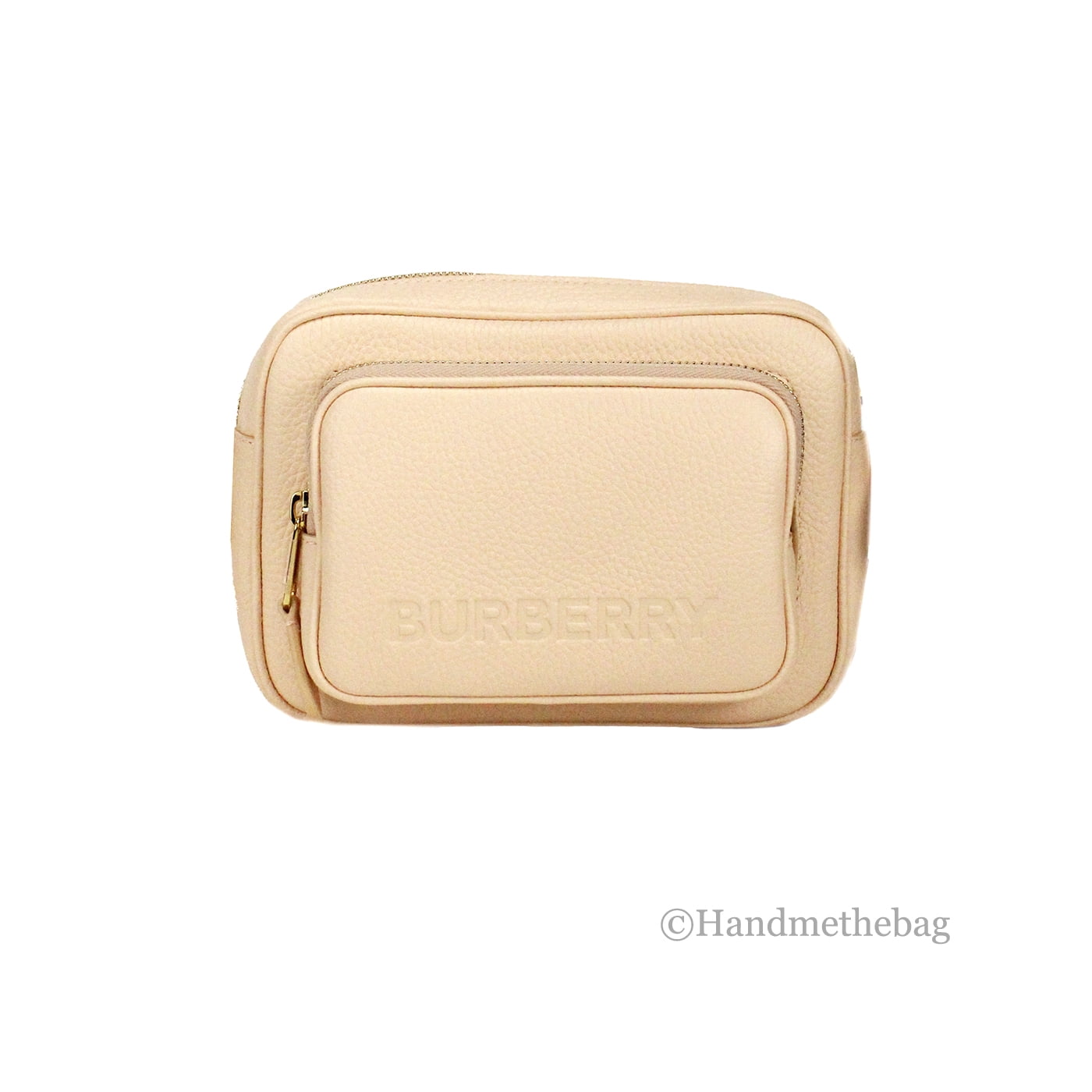 Burberry – Sac camera crossbody en cuir grainé rose pêche