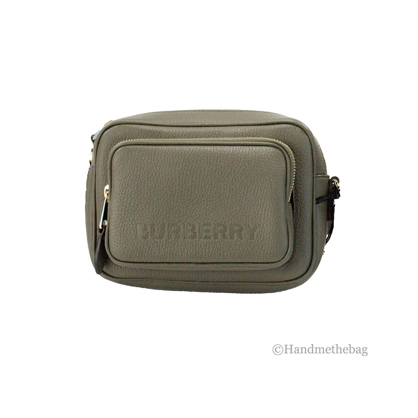 Burberry – Sac camera crossbody en cuir grainé vert Dark Fern