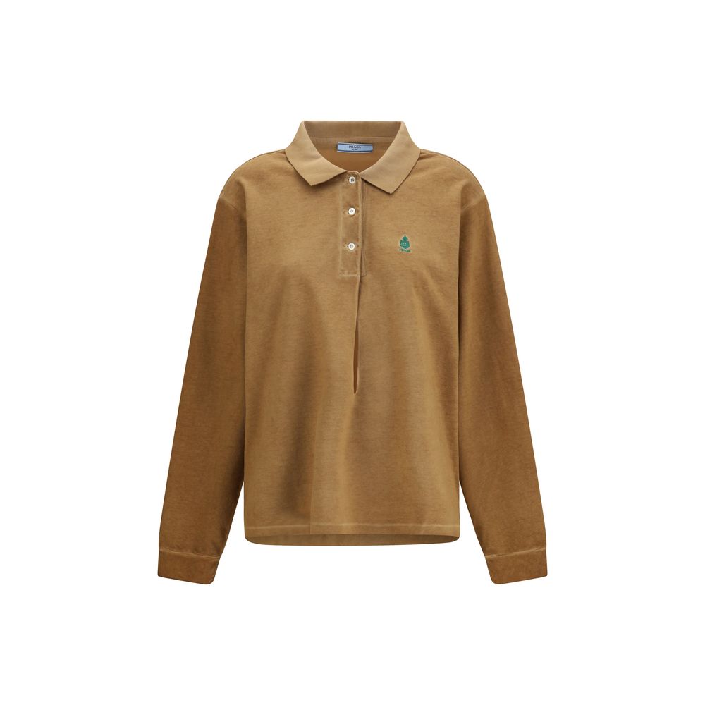 Prada – Polo manches longues en piqué de coton