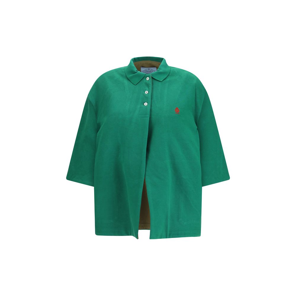 Prada – Veste en piqué avec col pointu et logo brodé