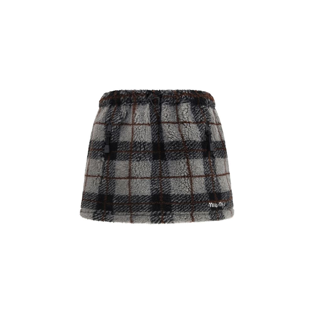 Miu Miu – Mini-jupe à motif check avec taille ajustable