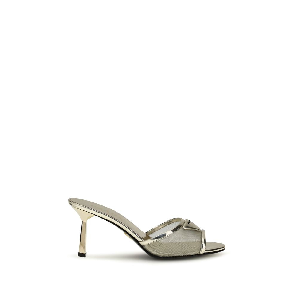 Prada – Sandales en cuir avec logo triangle et talon aiguille