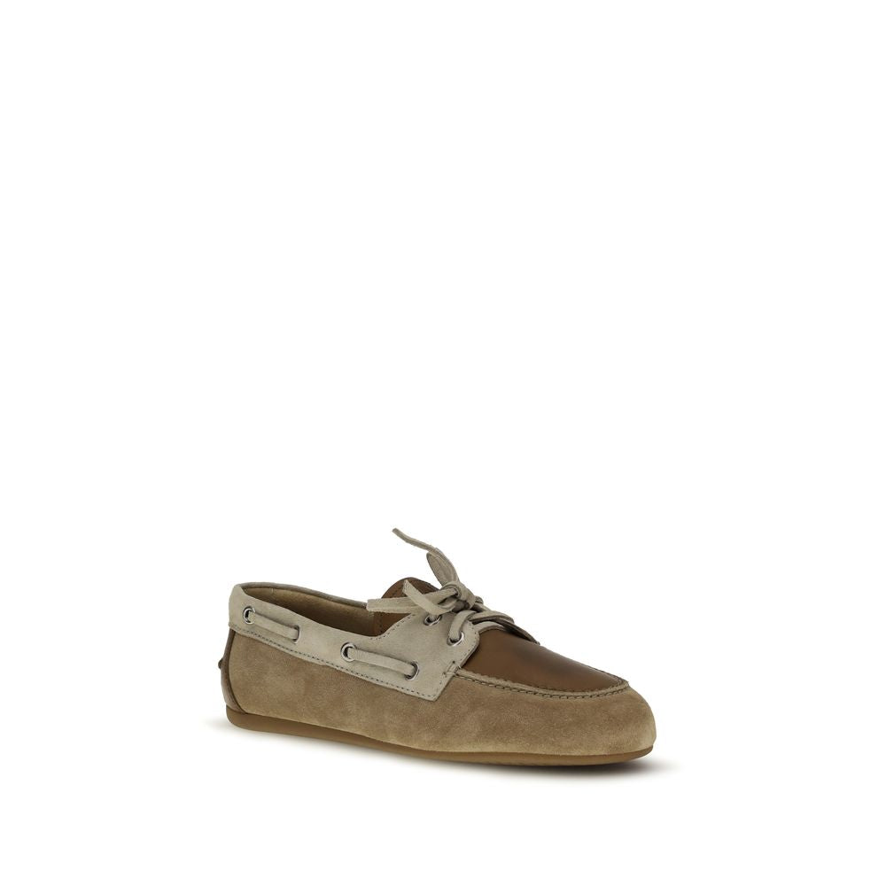 Miu Miu – Mocassins en cuir et suède style boat shoe